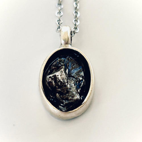 Meteorite Oval Pendant Necklace 