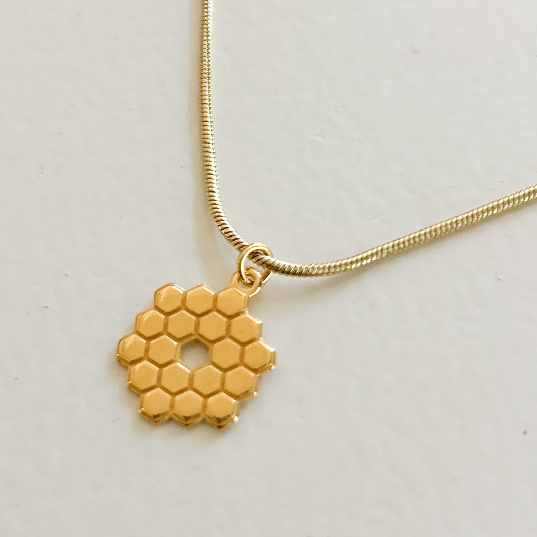 JWST Mirror Tiny Gold 3D Printed Necklace