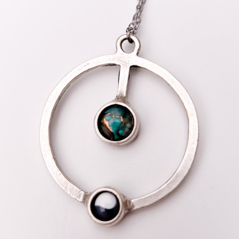 Earth-Moon Orbit Pendant Necklace