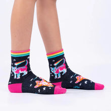 Load image into Gallery viewer, Space Cats Rainbow Shimmer Kids 3-Pack Socks