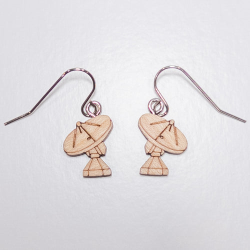 Radio Telescope Wood Earrings