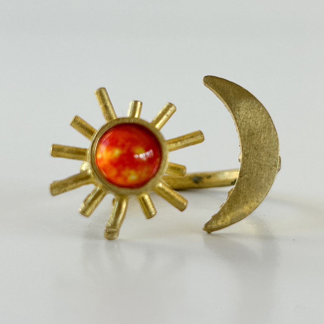 Sun and Crescent Moon Ring