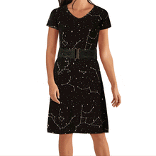 Load image into Gallery viewer, Constellations Glow-in-the-Dark A-Line Dress with Pockets