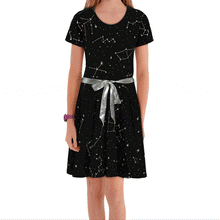 Load image into Gallery viewer, Kids Constellations Glow-in-the-Dark Twirl Dress