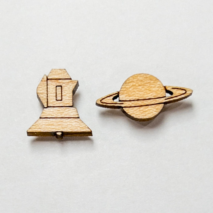 Saturn + Cassini Mismatched Wood Earrings