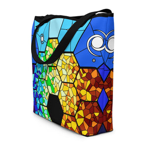 JWST Rising Stained Glass Design Tote Bag with Pocket