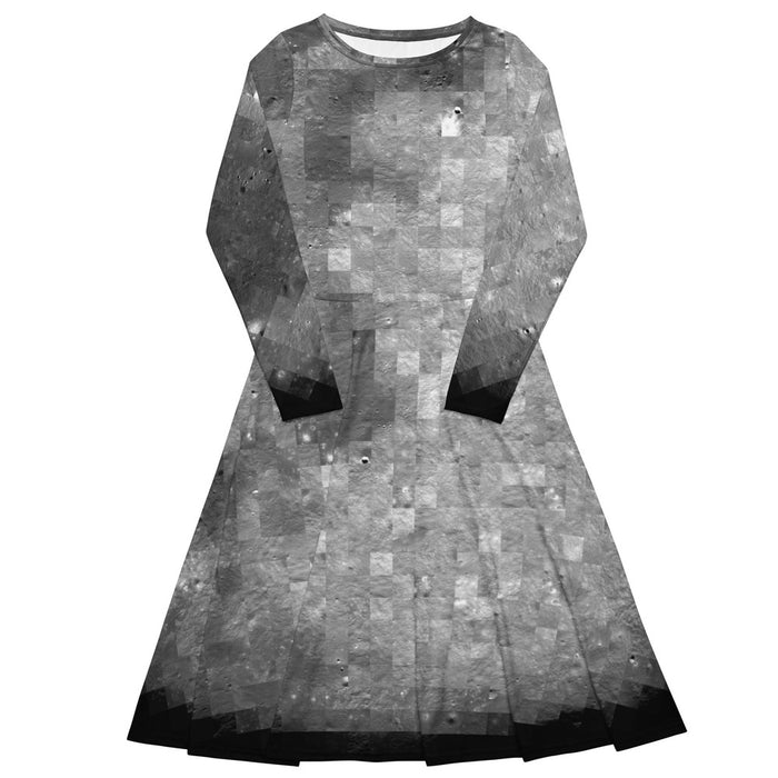 LRO Moon Mosaic Long-Sleeve Midi Dress with Pockets