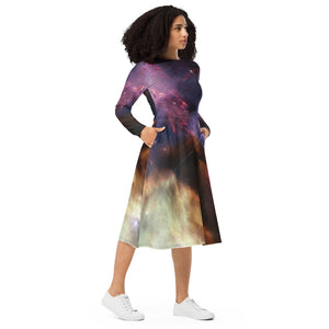 JWST Rho Ophiuchi Long Sleeve Midi Dress with Pockets