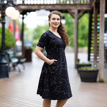 Load image into Gallery viewer, Constellations Glow-in-the-Dark A-Line Dress with Pockets