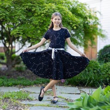 Load image into Gallery viewer, Kids Constellations Glow-in-the-Dark Twirl Dress