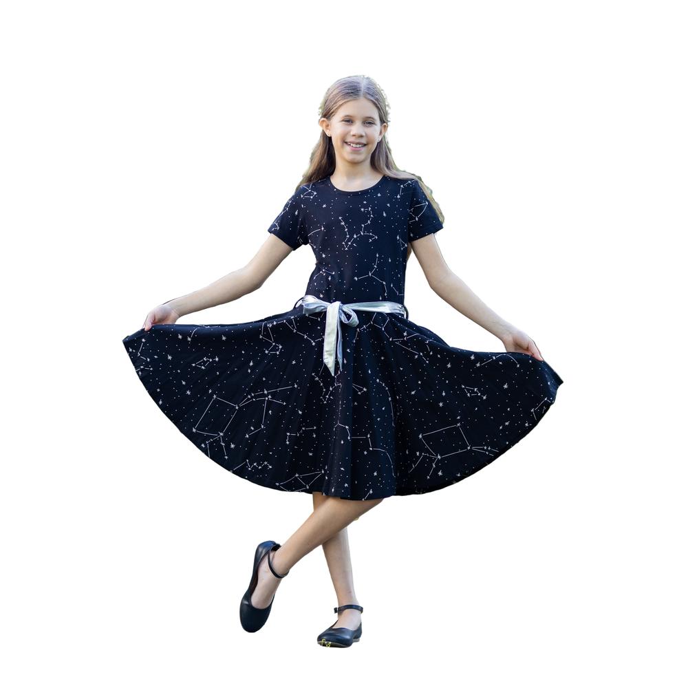 glow in the dark dress Kids Constellations Glow-in-the-Dark Twirl Dress – STARtorialist