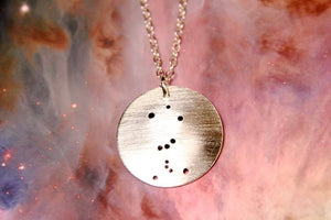 Zodiac Constellation Pinhole Sterling Silver Necklace