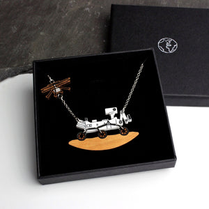 Mars Perseverance Rover + Ingenuity Helicopter Necklace