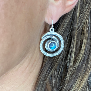 Spiral Galaxy Silver and Labradorite Earrings