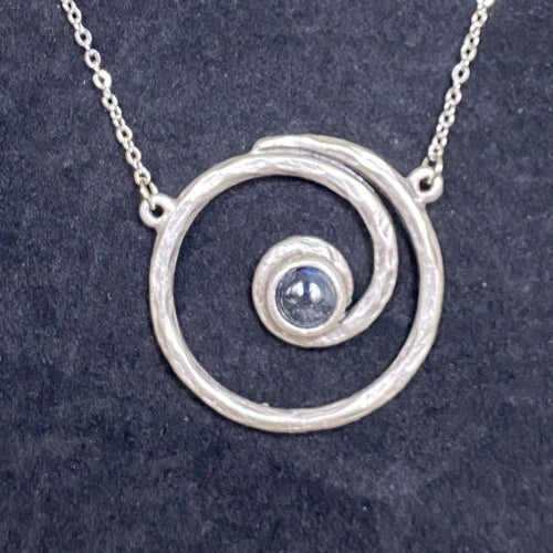 Spiral Galaxy Silver and Labradorite Pendant