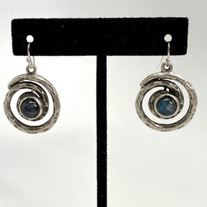Spiral Galaxy Silver and Labradorite Earrings