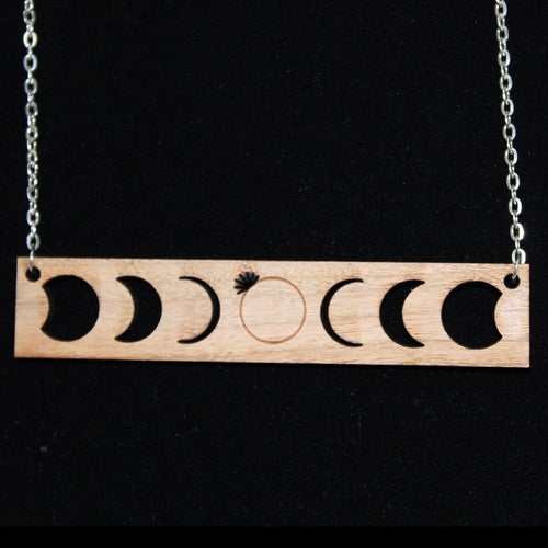 Solar Eclipse Wood Necklace
