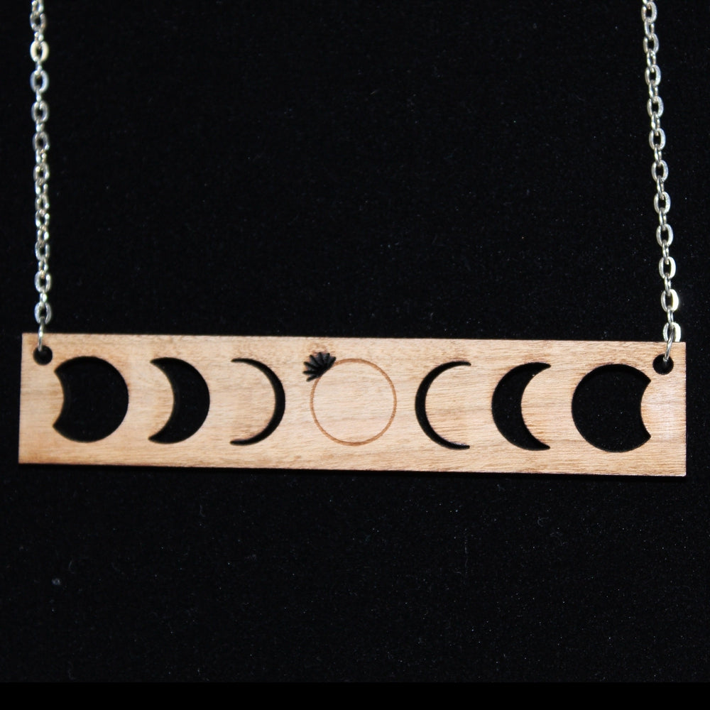 Solar Eclipse Wood Necklace