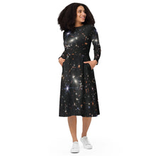 Load image into Gallery viewer, JWST SMACS 0723 Galaxy Cluster Deep Field Long-Sleeve Midi Dress with Pockets