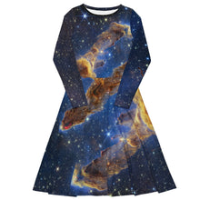 Load image into Gallery viewer, JWST Pillars of Creation Long-Sleeve Midi Dress with Pockets