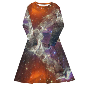 JWST Multicolor Pillars of Creation Long Sleeve Midi Dress with Pocket STARtorialist JWST Multicolor Pillars of Creation Long Sleeve Midi Dress with Pocket STARtorialist