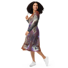 Load image into Gallery viewer, JWST Multicolor Pillars of Creation Long Sleeve Midi Dress with Pockets