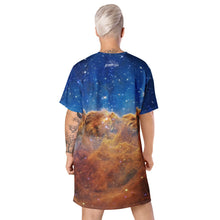 Load image into Gallery viewer, JWST Cosmic Cliffs Carina Nebula T-Shirt Dress