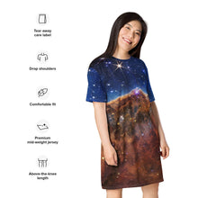 Load image into Gallery viewer, JWST Cosmic Cliffs Carina Nebula T-Shirt Dress