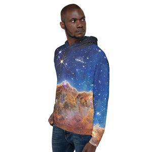 JWST Cosmic Cliffs Carina Nebula Unisex Hooded Sweatshirt