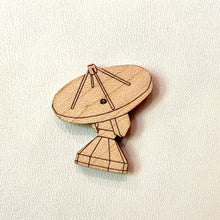 Load image into Gallery viewer, Radio Telescope Wooden Laser Cut Brooch