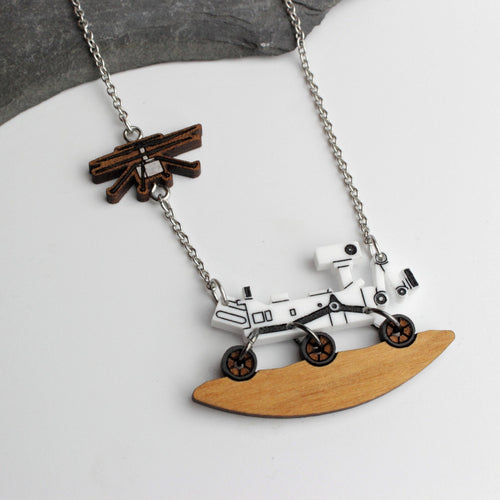 Mars Perseverance Rover + Ingenuity Helicopter Necklace