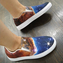 Load image into Gallery viewer, JWST Cosmic Cliffs Carina Nebula Canvas Slip-On Shoes (Women&#39;s Sizing)