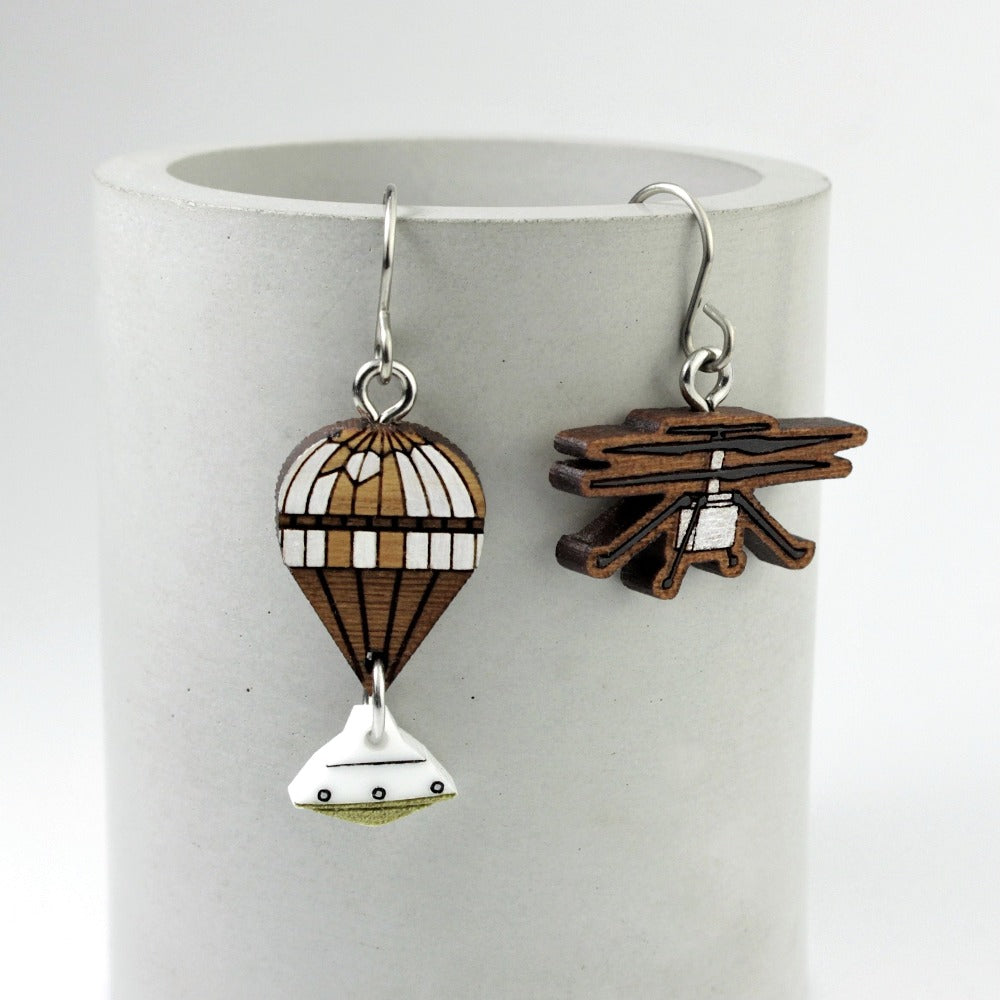 *Special Edition* Mars Ingenuity Helicopter + Parachute with Capsule Earrings