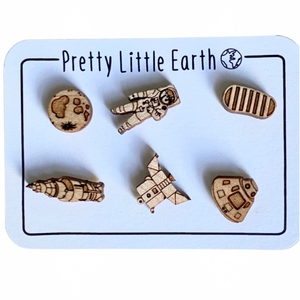 Apollo Mission Wood Post Earrings Set