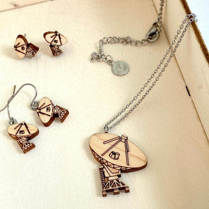 VLA Radio Telescope Wood Earrings