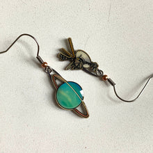 Load image into Gallery viewer, Voyager + Uranus Upcycled Paper Earrings