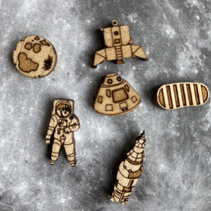 Apollo Mission Wood Post Earrings Set