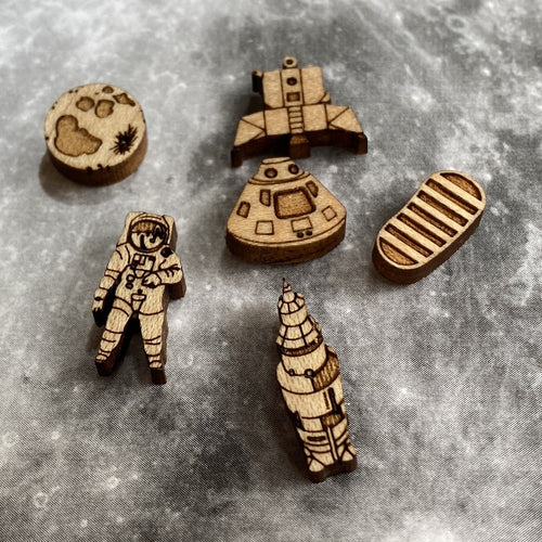 Apollo Mission Wood Post Earrings Set