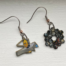 Load image into Gallery viewer, JWST and Cosmic Mirror Upcycled Paper Earrings