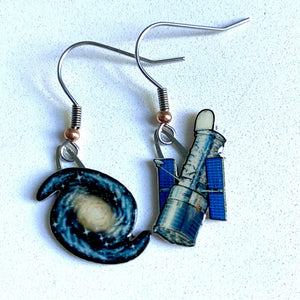 Hubble Space Telescope + Galaxy Upcycled Paper Earrings