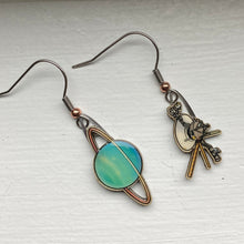 Load image into Gallery viewer, Voyager + Uranus Upcycled Paper Earrings