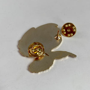 Rear of the Rose Galaxies pin showing two gold clutch backs 