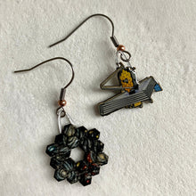 Load image into Gallery viewer, JWST and Cosmic Mirror Upcycled Paper Earrings